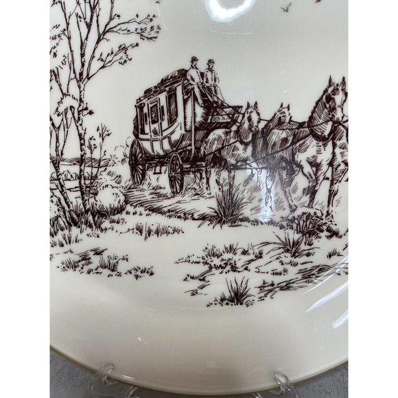 Lenox USA Special 12.5" Stagecoach Scene Chop Plate Serving Platter Gold Trim - Picture 4 of 9